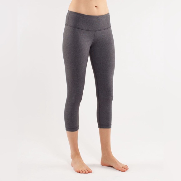 lululemon athletica Pants - Lululemon Wunder Under Crop Heathered Deep Coal 21" Gray Black Sz 6 W6421S Women